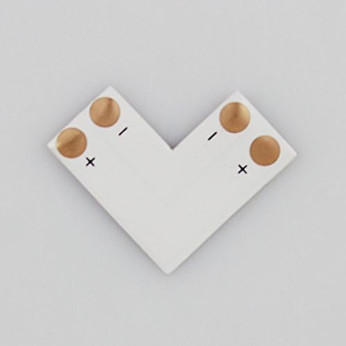 KAPATA 8mm 2-pin LED Strip PCB Connector L Shape for SMD 3528 Single Color Strip Pack of 10