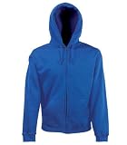 Fruit of the loom zip through hooded sweatshirt hoodie, Royal Blue, XL (44 - 46 inch chest)