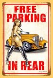 12x18 Free Parking in Rear Pinup Girl Nostalgic Metal Sign Tls0064