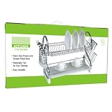 19 1 2- 2 TIER CHROME PLATED STEEL DISH RACK WITH REMOVEABLE TRAY