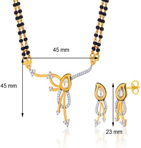 Silvora 18 Karat Gold Plated "Edha" Mangalsutra Earrings Set PM66GJ