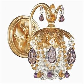 Schonbek 1252-26AM Rondelle 1 Light Wall Sconce in French Gold with Amethyst crystal