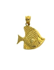 Dazzlers Solid 14 karats Gold Angelfish Charm Pendant available in three colors from jewelsberry (weights: 1.8 grams only)