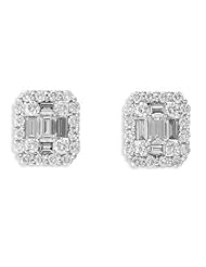 14k White Gold Diamond Earring, Best Quality Free Gift Box Satisfaction Guaranteed