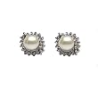 EXP Sterling Silver White Pearl & White Topaz Stud Earrings