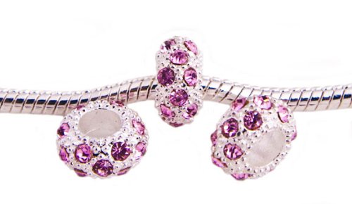 Strass Bead ohne Gewinde Silber plattier mit Rosa Strass Steinchen Erfahrungsbericht Beads