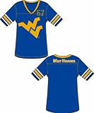 West Virginia Mountaineers Women's Jersey T-Shirt With Stripes