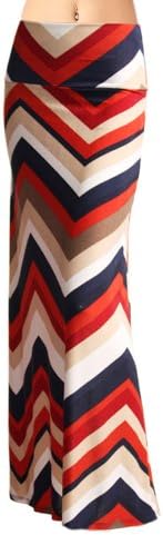 Women'S Poly Span Multi Color Chevron Print Maxi Skirt - Chevron
