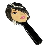 Hairbrush Brunette with Black and White Polka Dot Fedora and Earrings