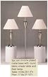 3pc Chrome Plated Metal Base w/Fabric Shade Lamp Set