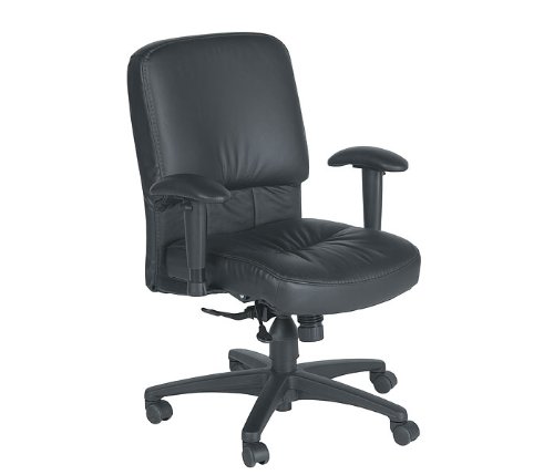 Leather Mid Back Task Chair Black Leather