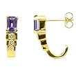14K Yellow Gold Tanzanite and Diamond Earrings