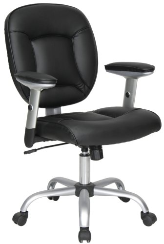 Techni Mobili Deluxe Task Chair, Black, 27"W x 20"D x 38"H