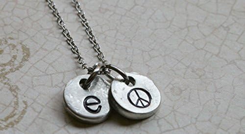 Peace symbol Initial Tiny Coin Necklace Copyright © 2015 by Shelly Champlin. All rights reserved.