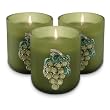 Green Glass Votives with Gemstone Grapes - Set of 3