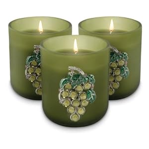 Green Glass Votives with Gemstone Grapes - Set of 3 by 