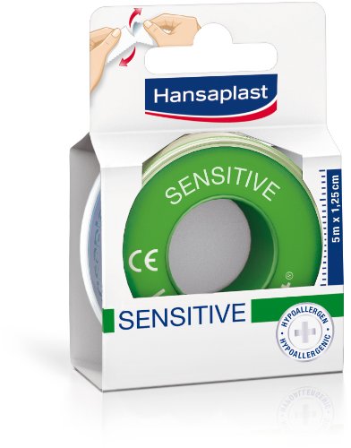 Hansaplast Sensitiv Pflaster 5 m x 1.25 cm, 4er Pack (4 x 1 Stück)