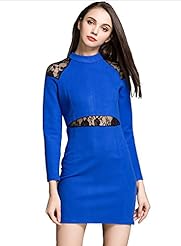 Lace Above the Knee Cotton/Polyester Long Sleeves Bodycon Dress/Mini Dress 