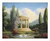 Garden with Swans and Gazebo Decorative Art Poster Print by Tim Ashkar, 22x19