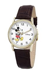 Disney Men's D060S003 Mickey Mouse Brown Leather Strap Watch