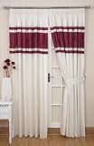 Ritz Berry Lined Curtain Pair Size 66x72 with 3 Tape Heading