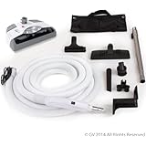 Central Vacuum kit with Power Head 30 foot hose and tools for Beam Electrolux Nutone Hayden fits all brands white head