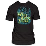 Alice In Wonderland Who Are You? Fitted Jersey T-Shirt In Black, Size: Medium
