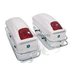 MOTORCYCLE HARD SADDLEBAGS TRUNK BAG TAIL LIGHT BRACKET-White (TBOX-PS-TC028-W)