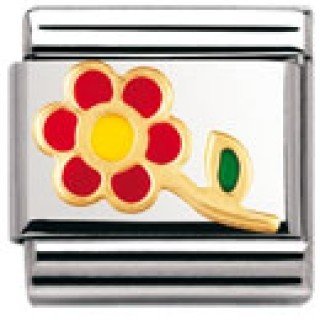 Nomination Composable Classic NATURE Edelstahl, Email und 18K-Gold (Blume mit Stiel ROT) 0 Preisvergleich