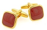 Elegant and unusual goldstone cufflinks with presentation box