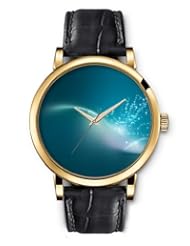 SPRAWL Aanalog Fashion Series Gold Ladies Watches of Genuine Black Leather Strap,Unique Wrist Watch for Women Girls Designed with Splatter on turquoise blue background