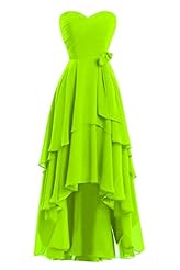 High-Low-Hem Tea Length Chiffon/Satin Asymmetric  Bridesmaid Dress  With Ruffles