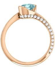18K Rose Gold 7.00x5.00mm Oval Cut Mozambique Blue Paraiba Tourmaline and Diamond Ring -- LIFETIME WARRANTY