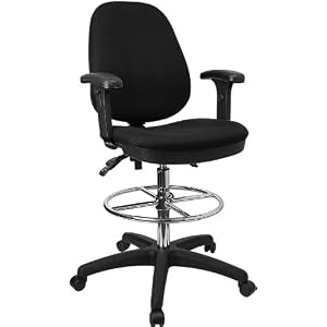 Deluxe Drafting Stool with Black Fabric - KC-B802M1KG-ARMS-GG by Flash Furniture