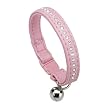 Ferplast 76009016 Halsband f�r Katzen, soft high-tech Material, LUX C12/35, Breite: 12 mm, L: 35 cm, rosa mit weissen Strassteinen und Gl�ckchen