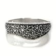 Sterling Silver Marcasite Ring with Mother of Pearl - Size: 6-10