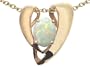 1.50 cttw Genuine Opal Heart Shaped Pendant Enhancer with large opening for Omega Chain in 14k Yellow Gold