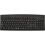 Black Wired USB Keyboard Both Languages JAPANESE and ENGLISH Bilingual Keyboard (Black Keys with Vivid White Ivory Letters Characters, Legends) (USB) (Wired) (Windows)