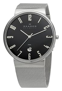 Skagen Black Dial Mens Steel Watch with Steel Mesh Bracelet 355XLSSB