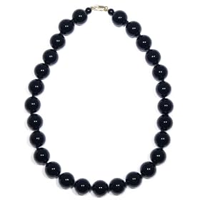 14k Yellow Gold 14mm Black Onyx Bead Necklace, 17 by Amazon.com Collection