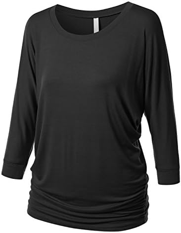 URBANCLEO PLUS Size Womens Long Sleeve Dolman Top Jesey Shirt BLACK 4XL