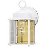 Westinghouse 6697100 One-Light Exterior Wall Lantern, White Finish on Steel with Clear Glass Panels