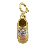 14k Yellow Gold Bootie Charm With Pink Enamel