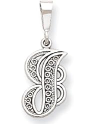 14k White Gold Filigree Initial J Charm D1281J