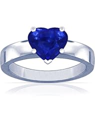 14K White Gold Heart Cut Blue Sapphire Solitaire Ring (GIA Certificate)