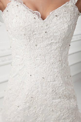 DBBRIDL White V-Neck Weeding Dress 16W