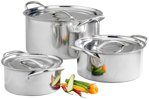 Basic Essentials 3 Piece Stainless Steel Casserole Set with Lids