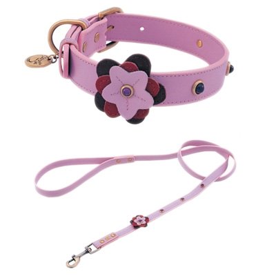 pale pink leather dog collar