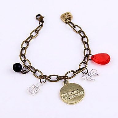 Suravitshop @@European And American Retro 19.5cm Pony Crown Jewel Pearl Pendant Couple Bracelet B336