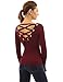 PattyBoutik Women's Ribbed Lace Up Back Long Sleeve Sweater